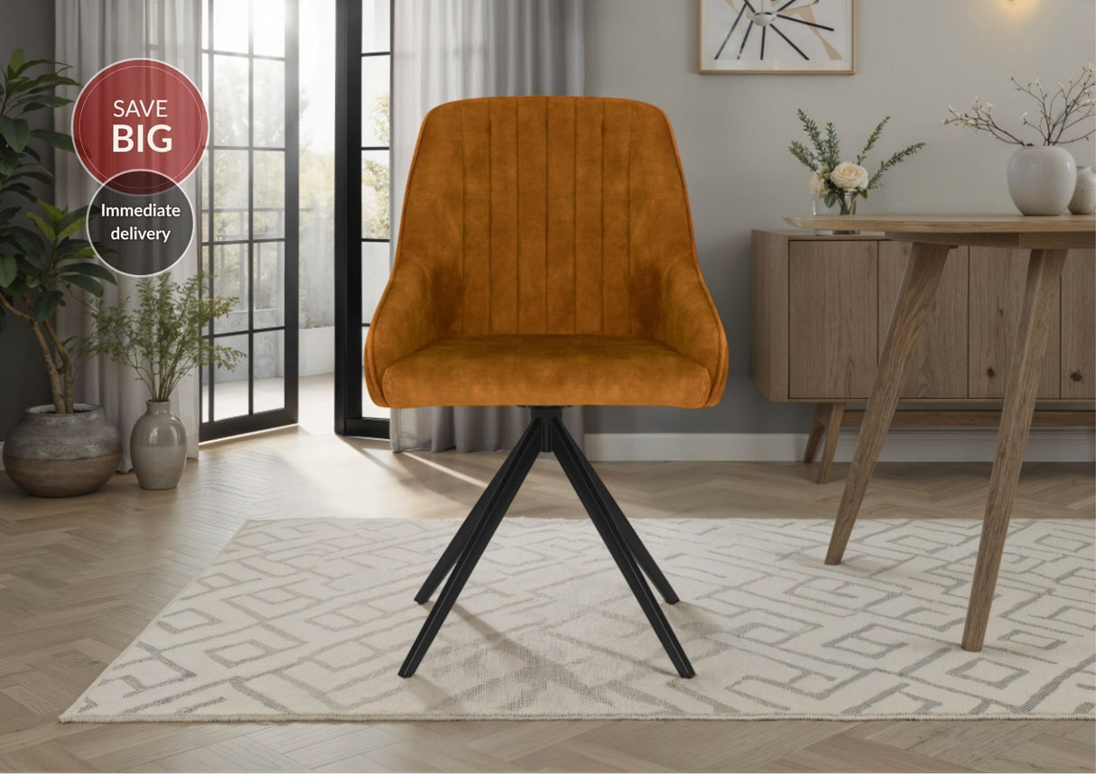 Sofia Velvet Swivel Dining Chairs - Mustard