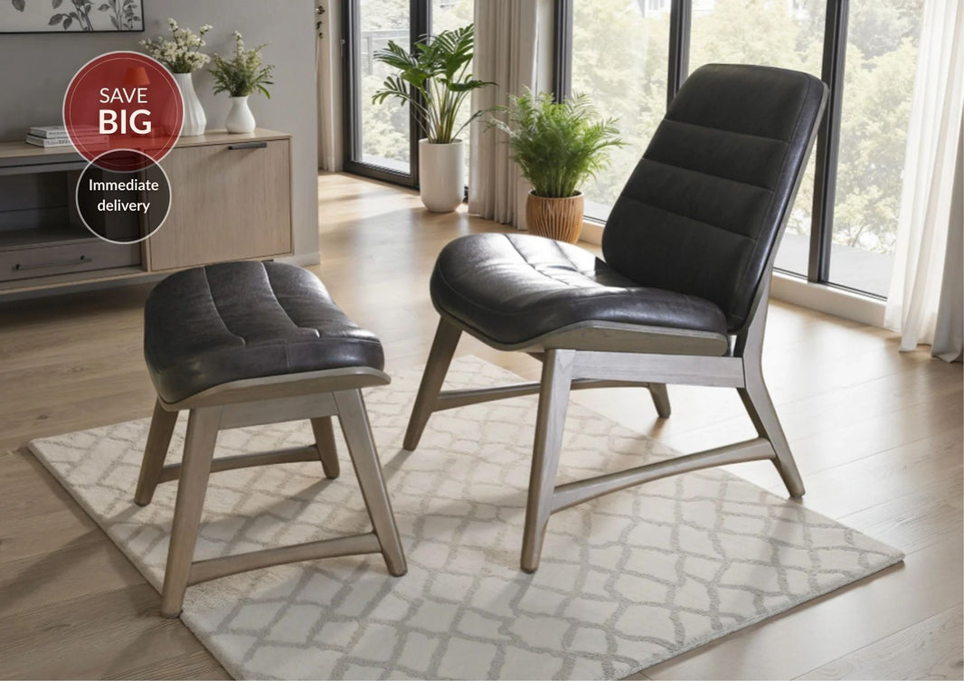 Heritage Leather Chair + Footstool (Package Deal)