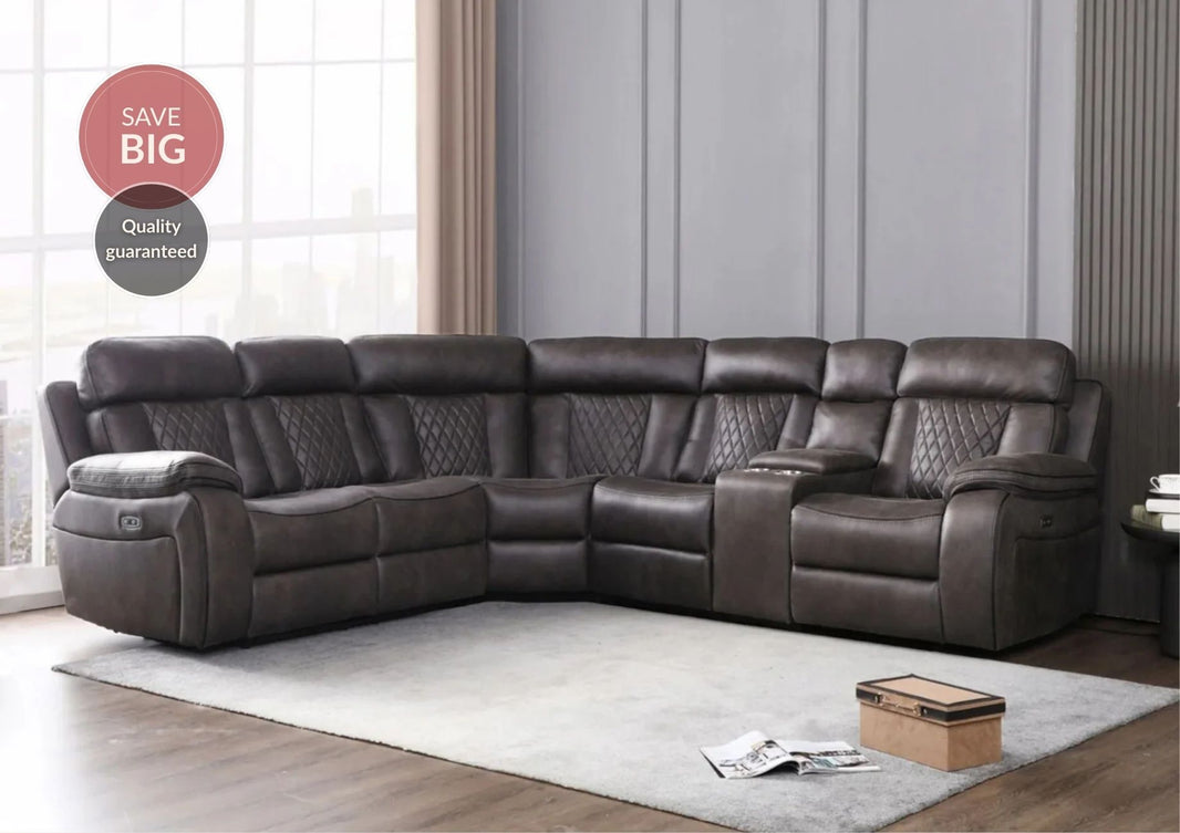 Kobe Corner Recliner Sofa with USB Charging Port and Console