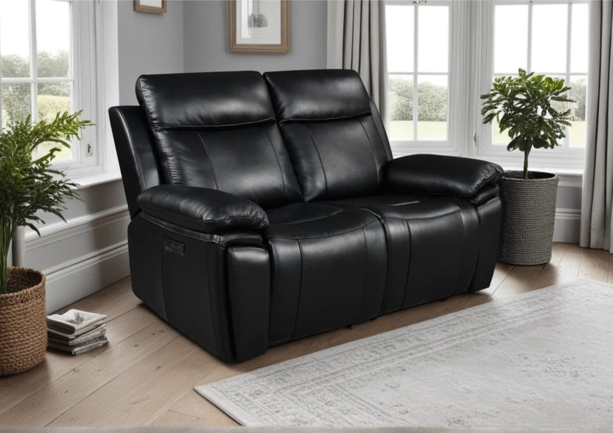 Savio 2 Seater Recliner Sofa with Power Headrests and Cup Holders