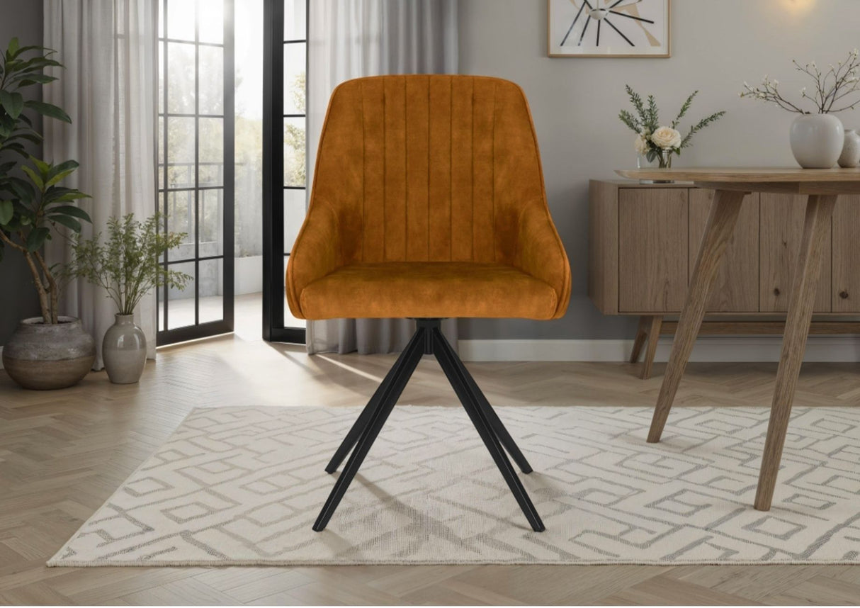 Sofia Velvet Swivel Dining Chairs - Mustard