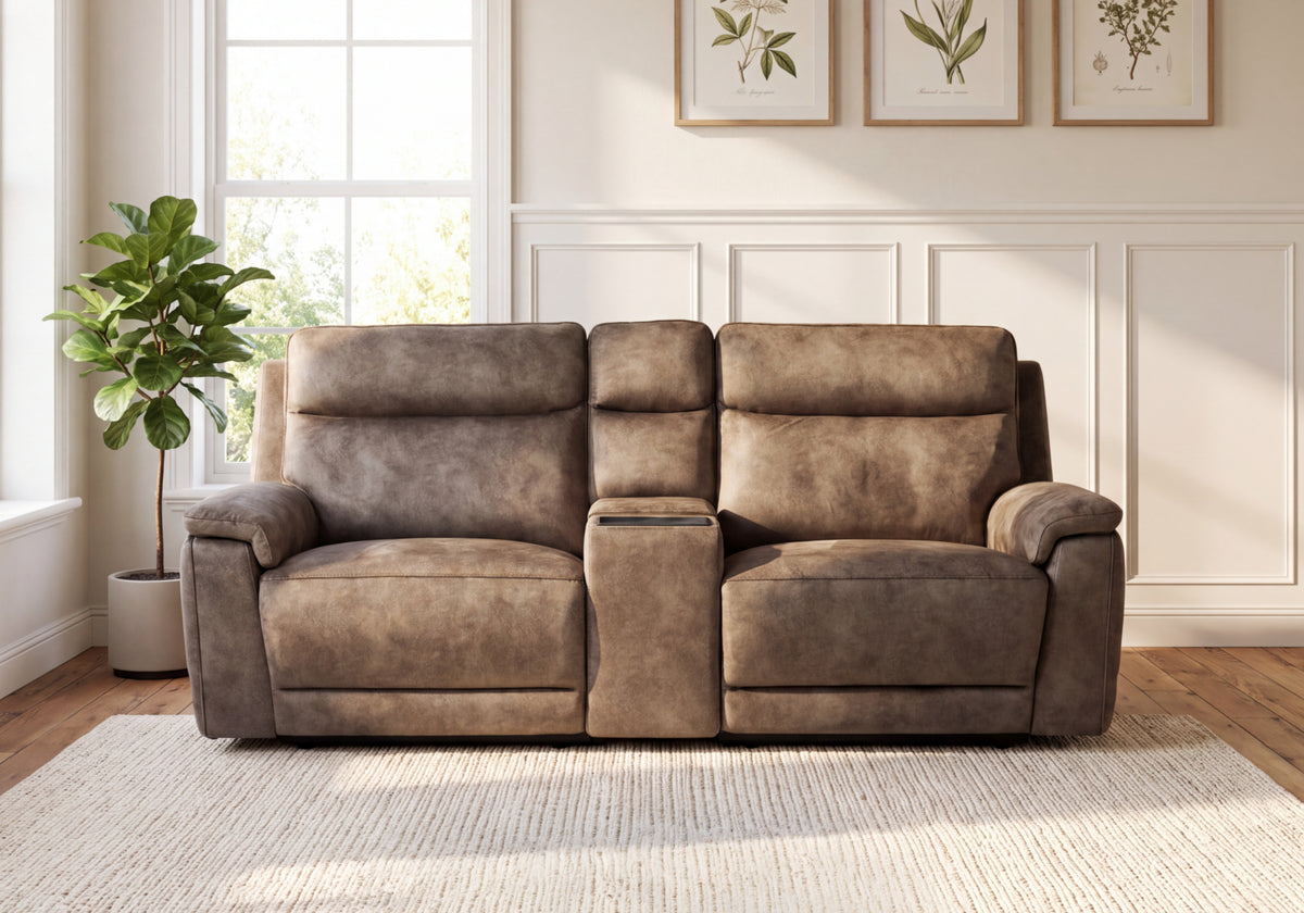 Soniq 3 Seater Power Recliner/Headrest Sofa with Console