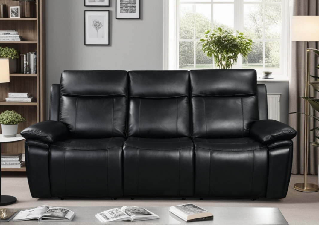 Savio 3 Seater Recliner Sofa with Power Headrests and cupholders