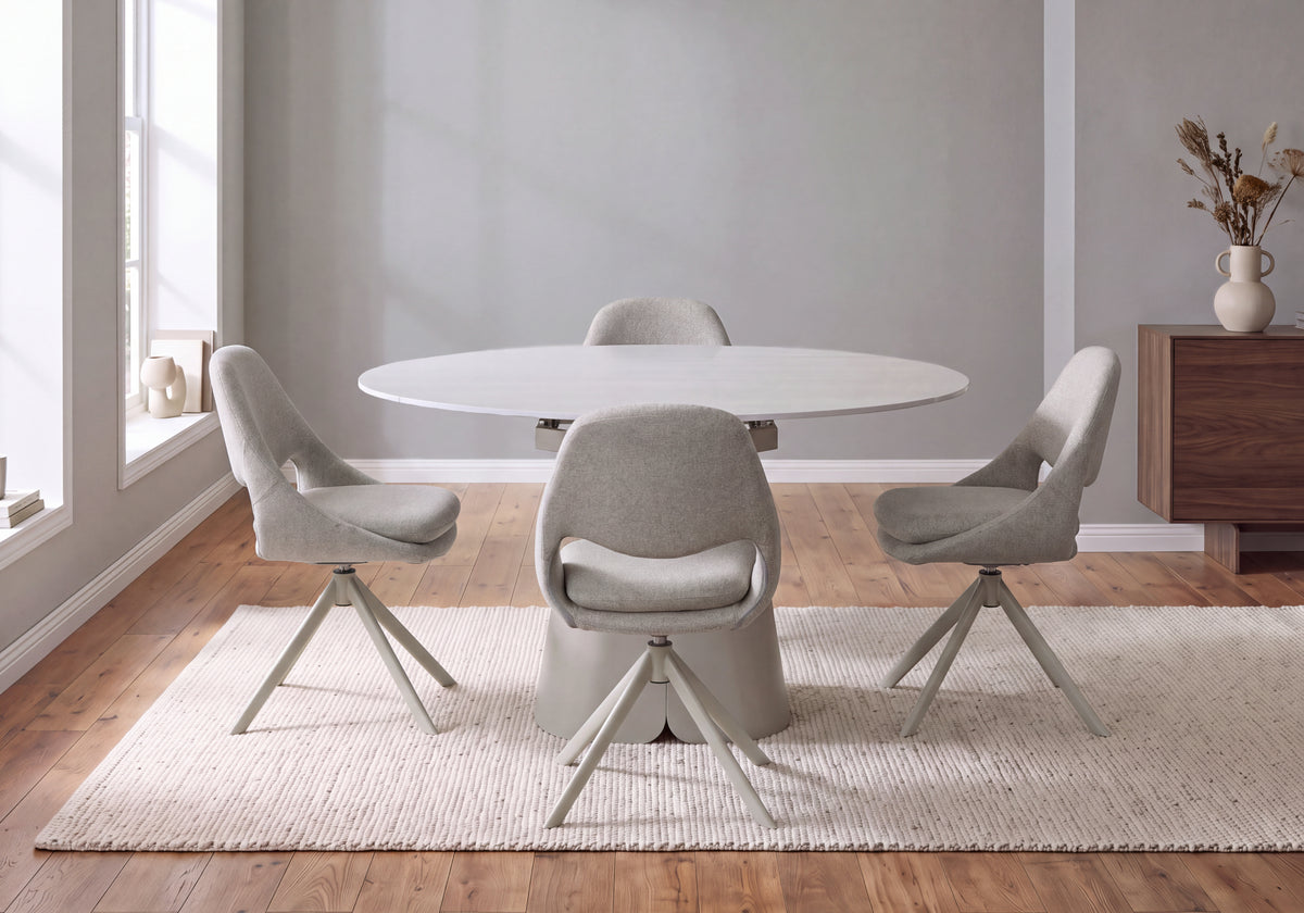 Whitney Ceramic Extending Dining Table and 4 Dining Chairs Set