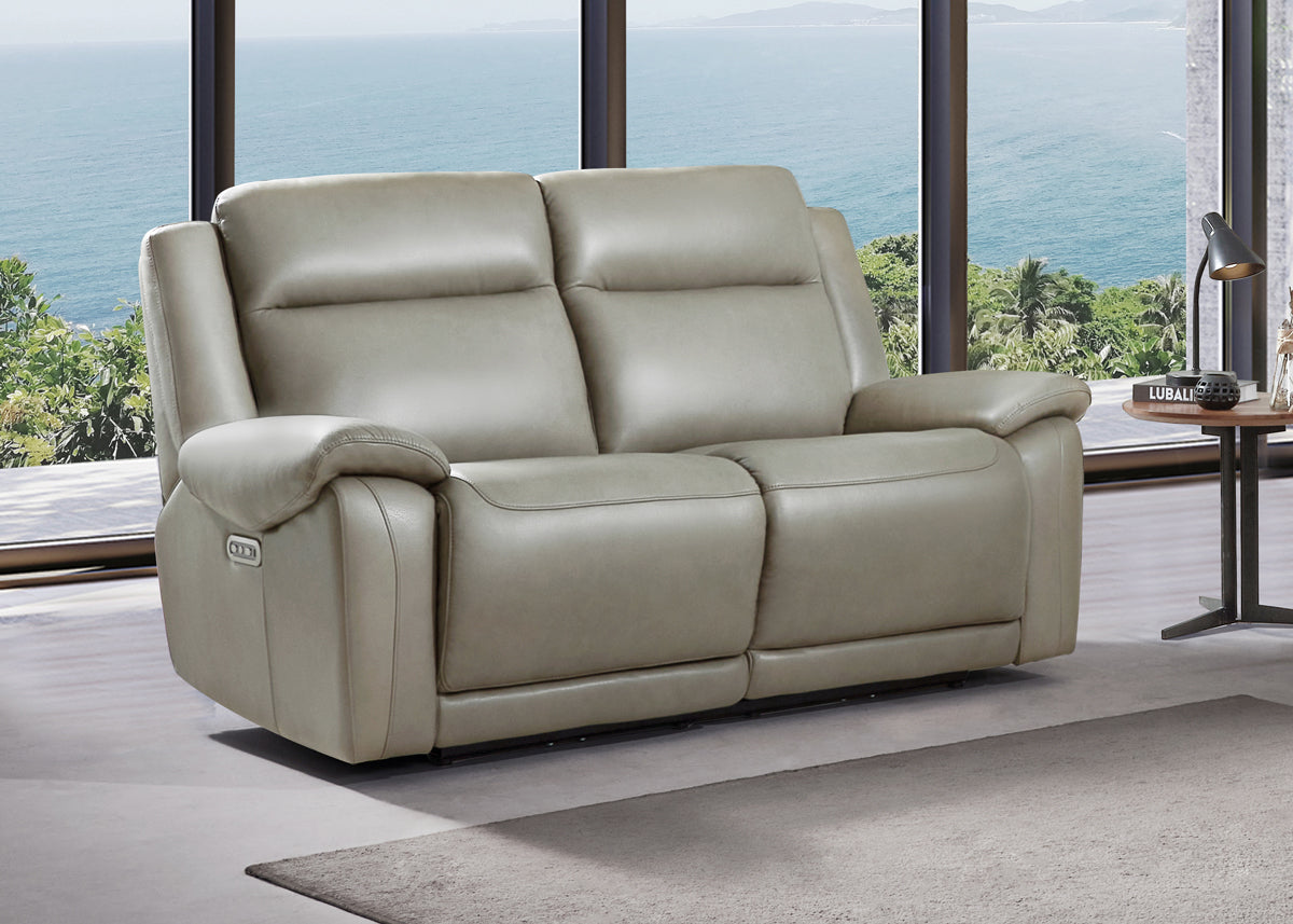 Versailles 2 Seater Leather Sofa with Power Recliners & Adjustable Headrests