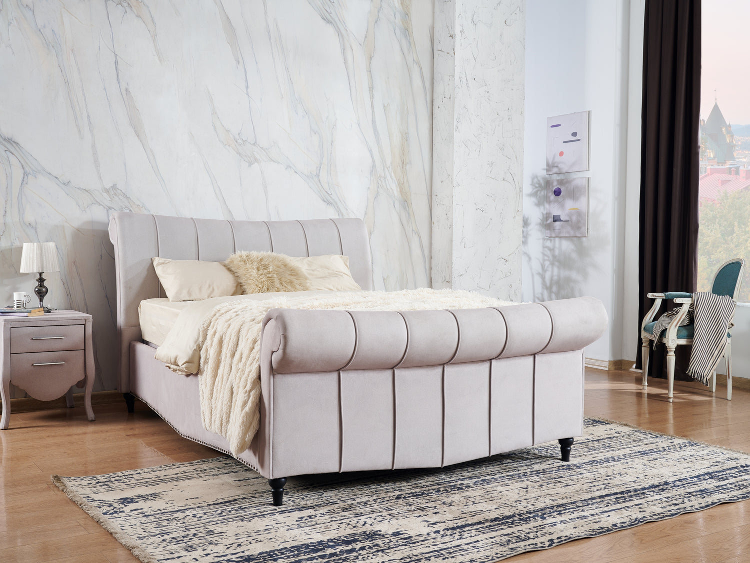 Angled view of the Athena Ottoman Bed Frame