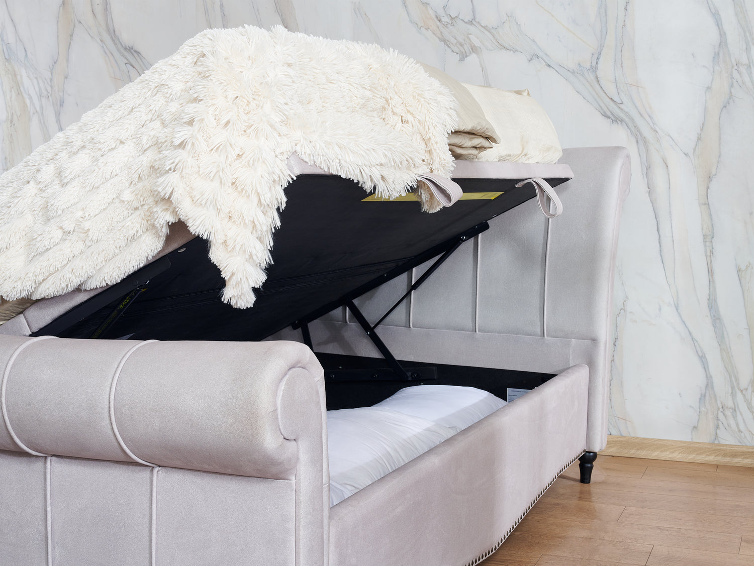 Image of the storage space of the Athena Ottoman Bed Frame