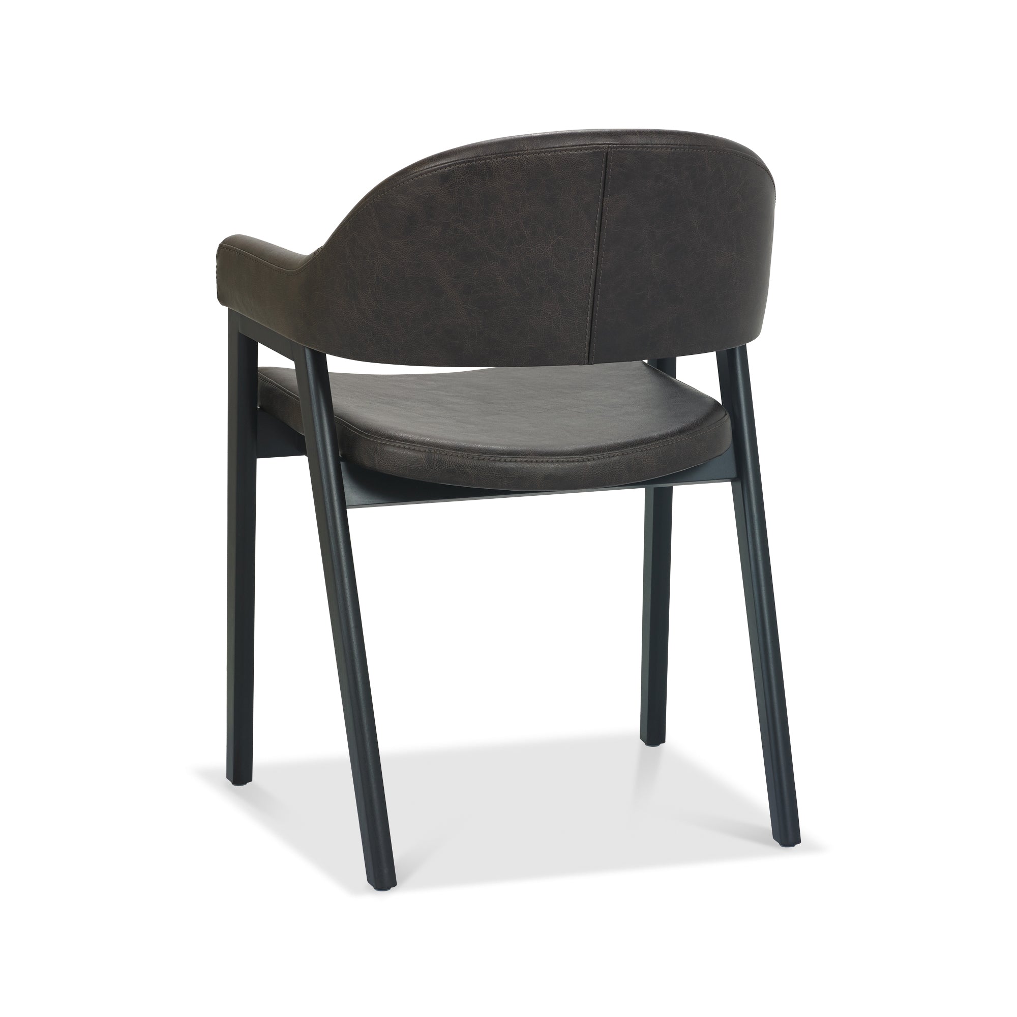 Candice Weathered Oak Upholstered Arm Chair - Old West Vintage Bonded Leather (PAIR)