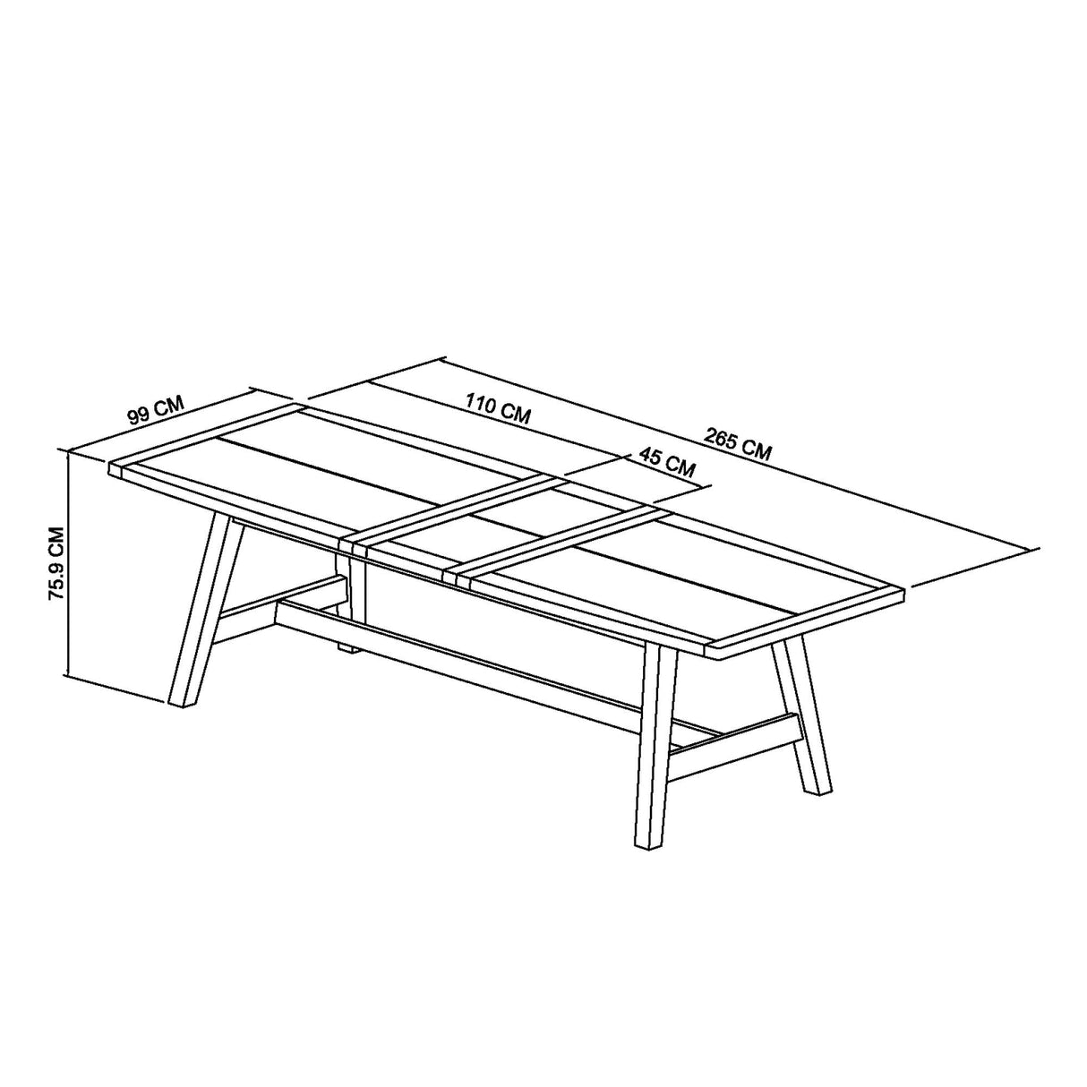 The dimensions of the Candice 6-8 Seater Extendable Dining Table
