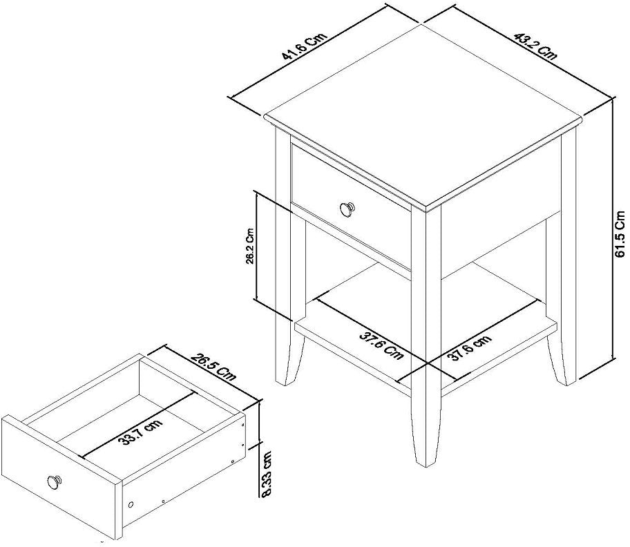 Ashbourne 1 Drawer Nightstand White