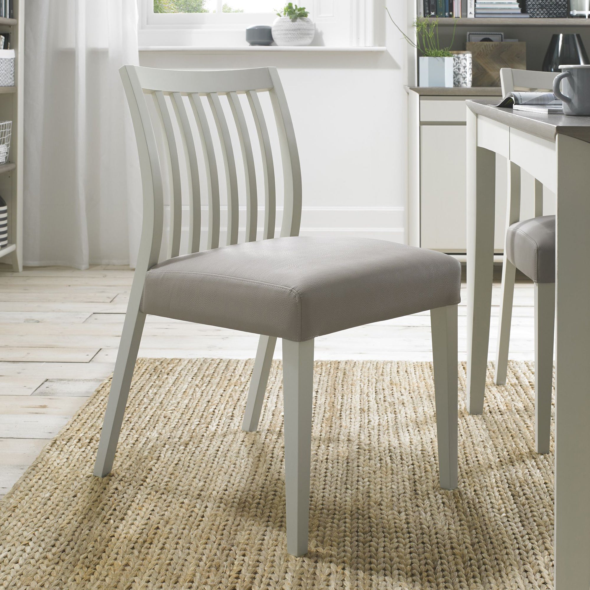 Boden Low Slatted Back Chair Grey (Pair)