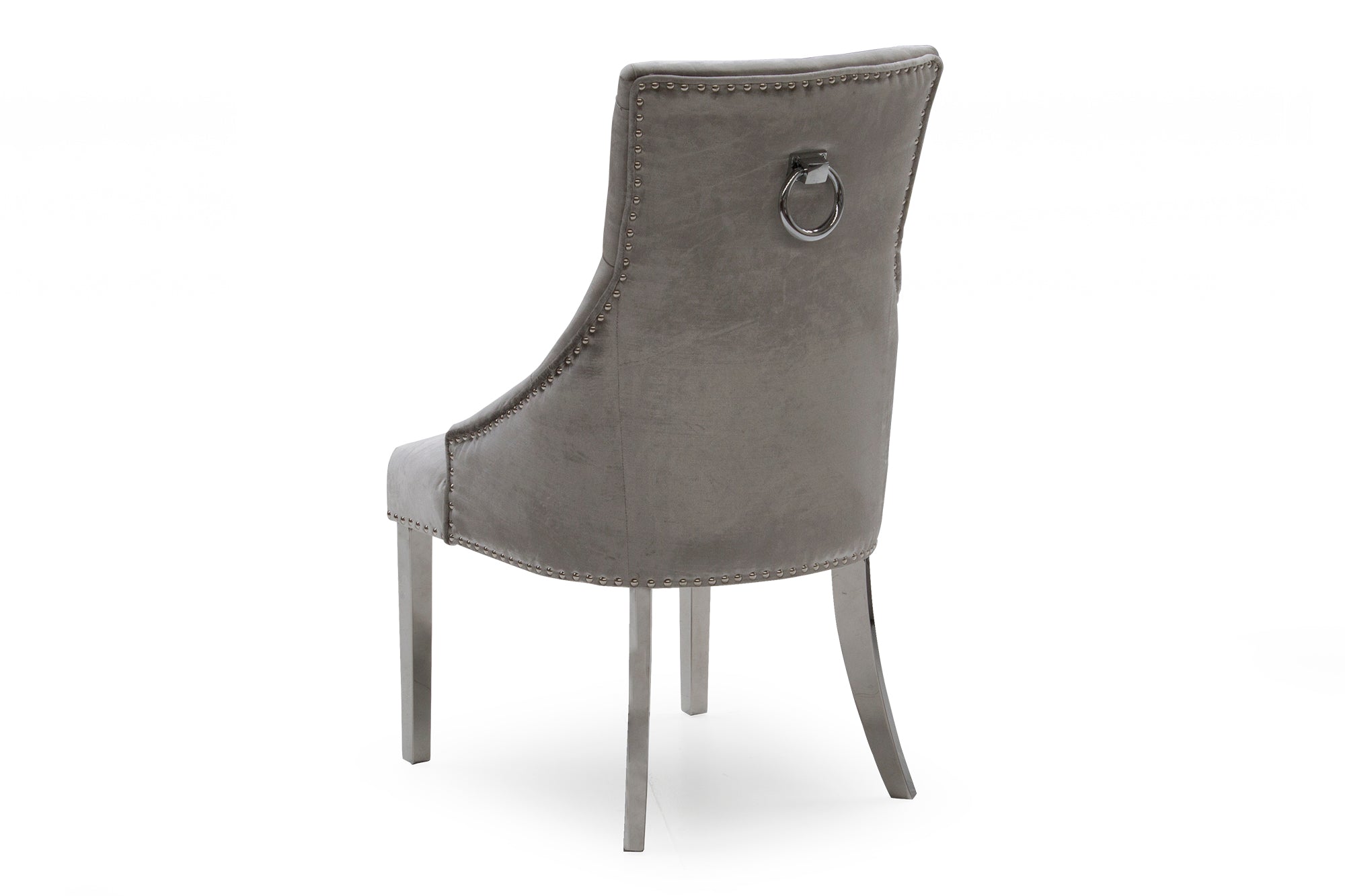 Belvedere Knockerback Velvet Dining Chair Pewter (Pair)