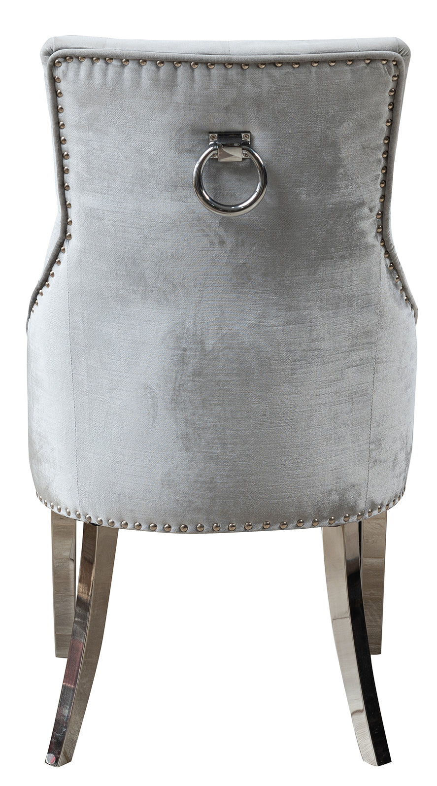 Belvedere Knockerback Velvet Dining Chair Pewter (Pair)