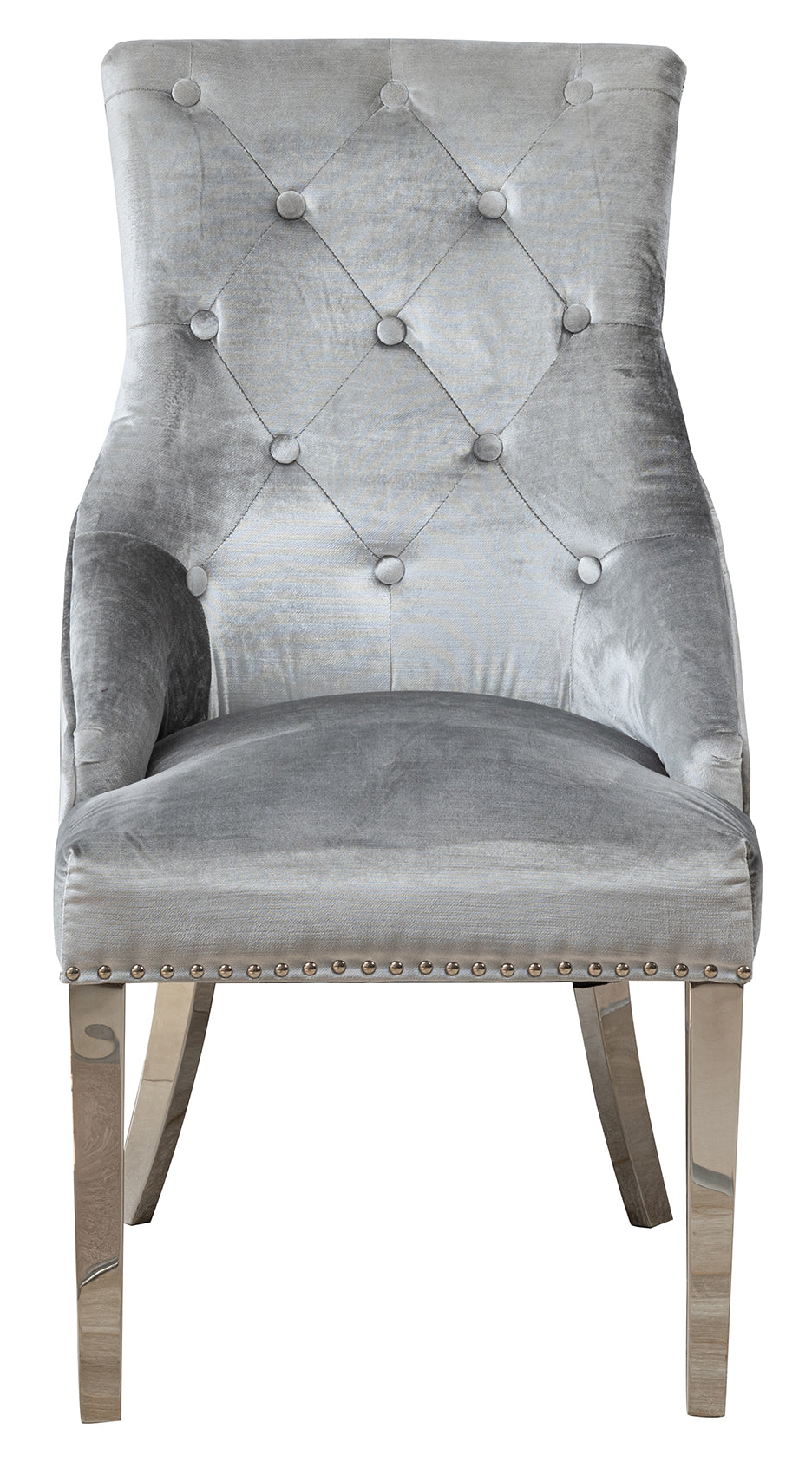 Belvedere Knockerback Velvet Dining Chair Pewter (Pair)