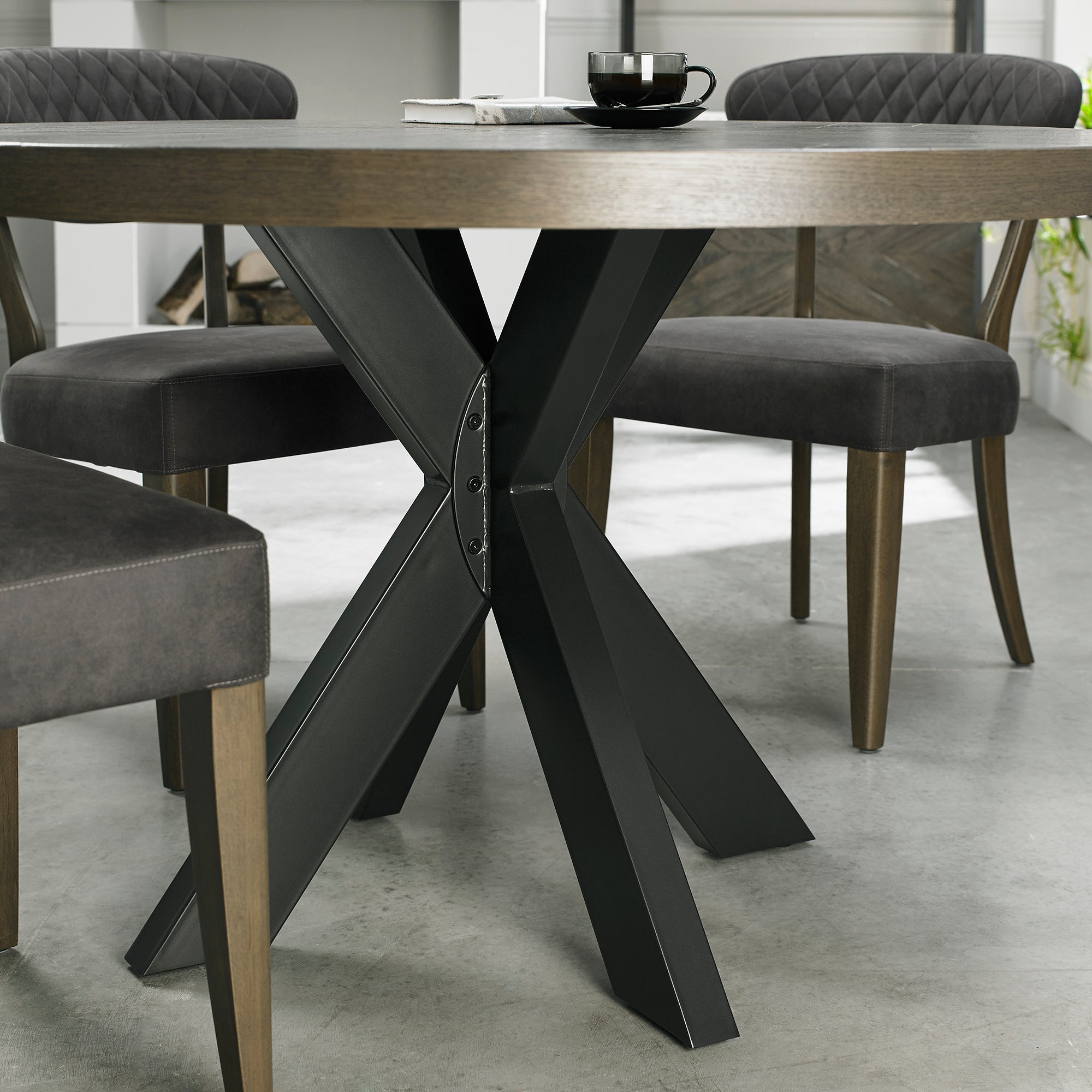 Elliot Fumed Oak Round Dining Table