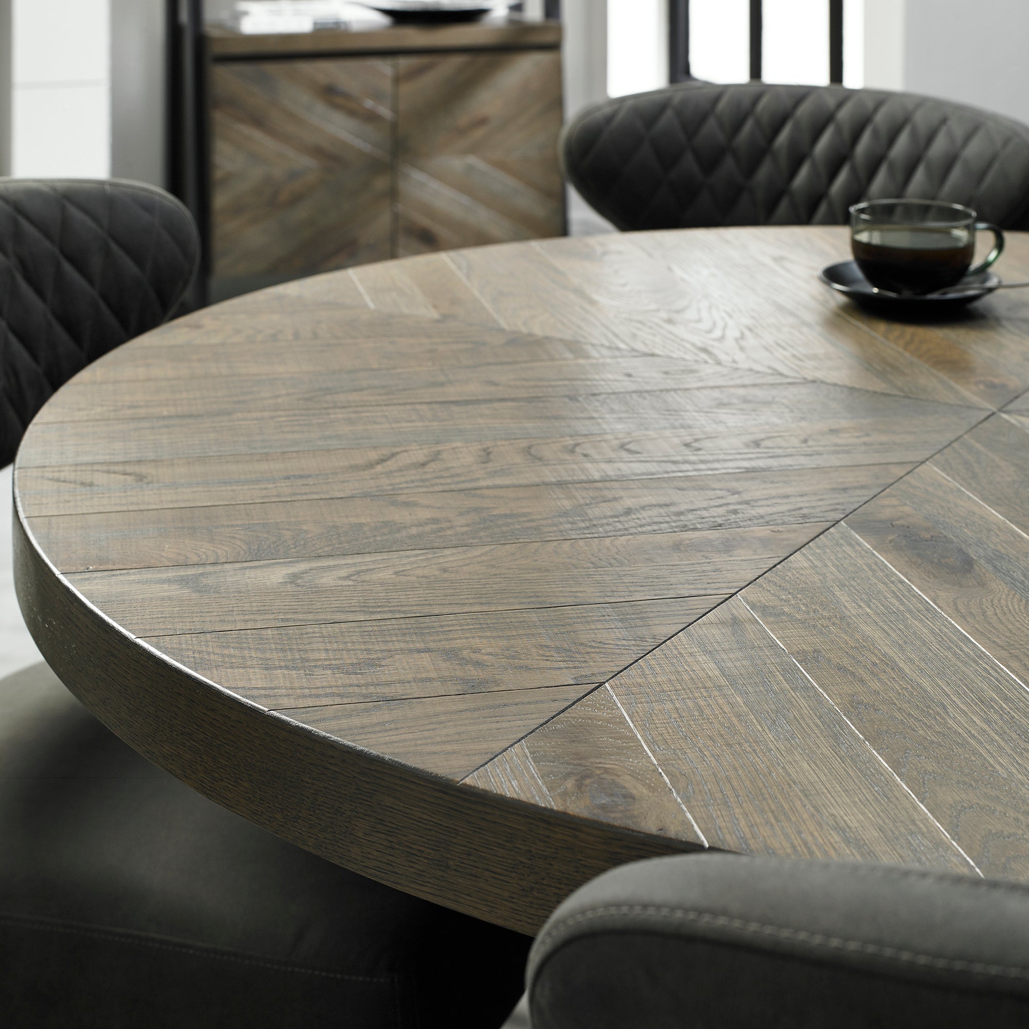 Elliot Fumed Oak Round Dining Table