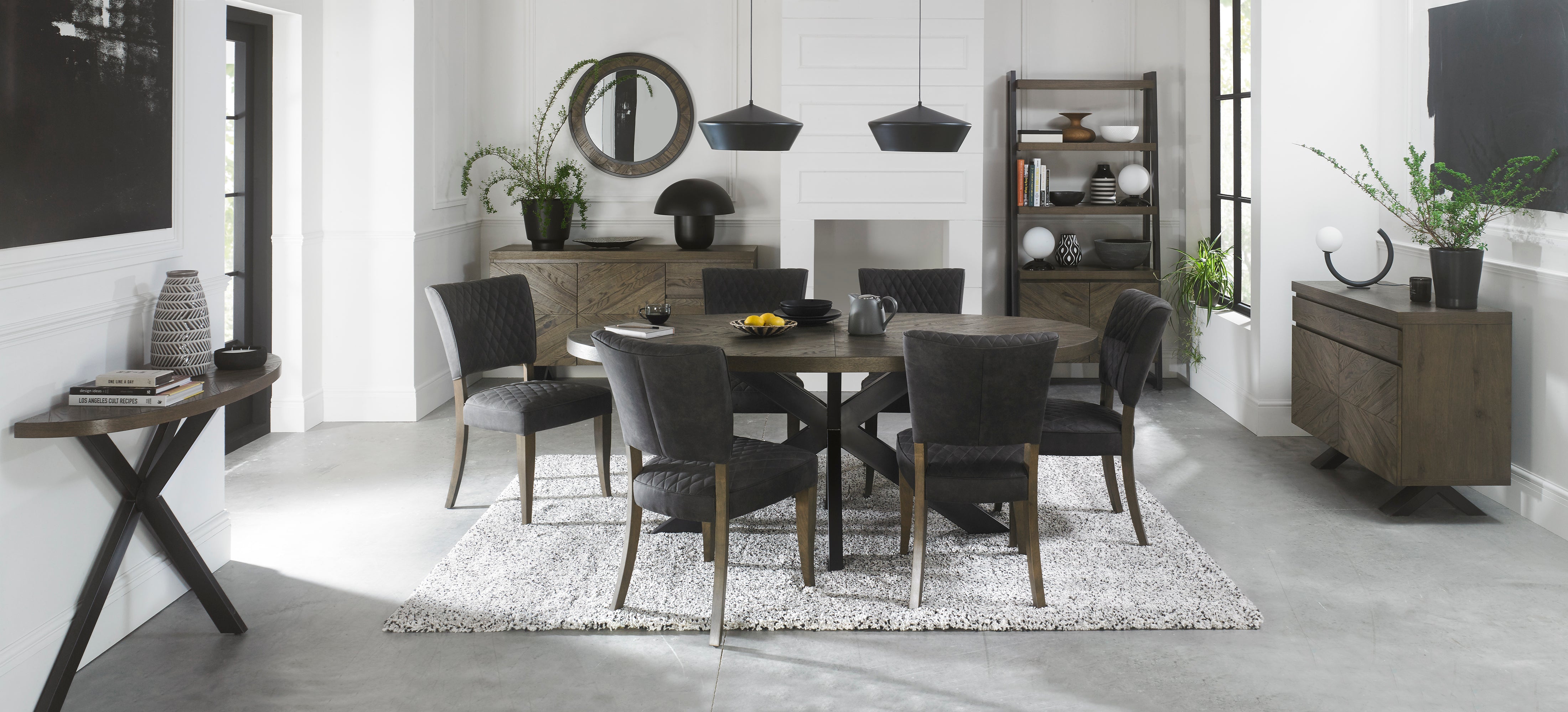 Landon Fumed Oak Dining Chairs (Pair) Dark Grey