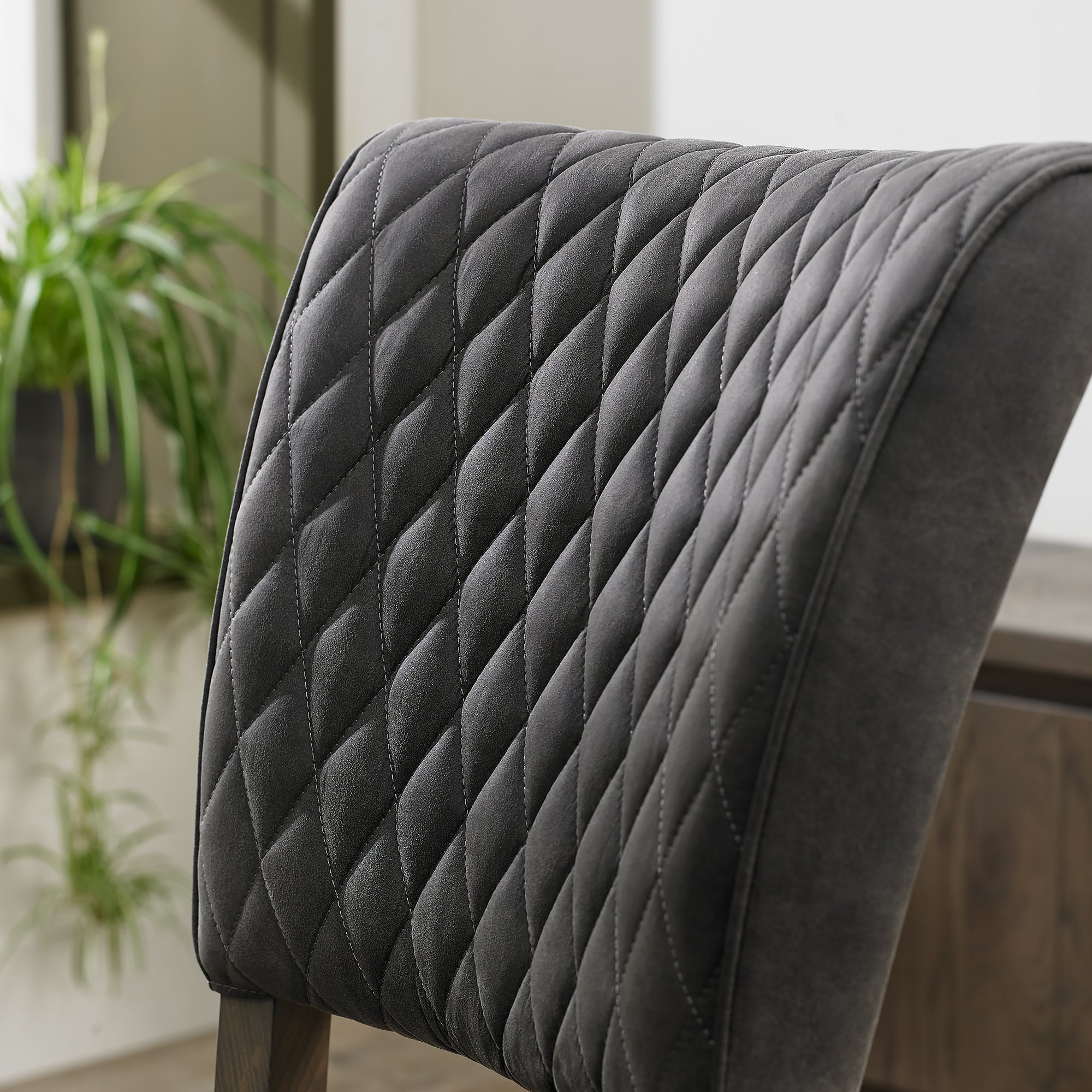 Landon Fumed Oak Dining Chairs (Pair) Dark Grey