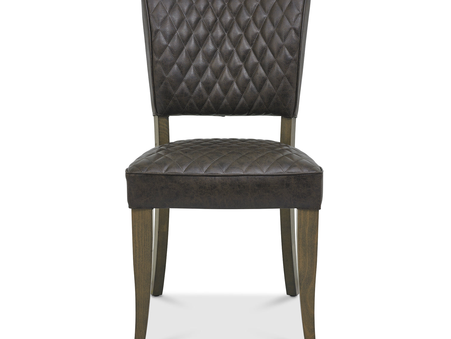 Front Image of the Landon Fumed Oak Dining Chairs Saddle Faux Leather with dark oak frame styled with NCF's Dining Furniture.