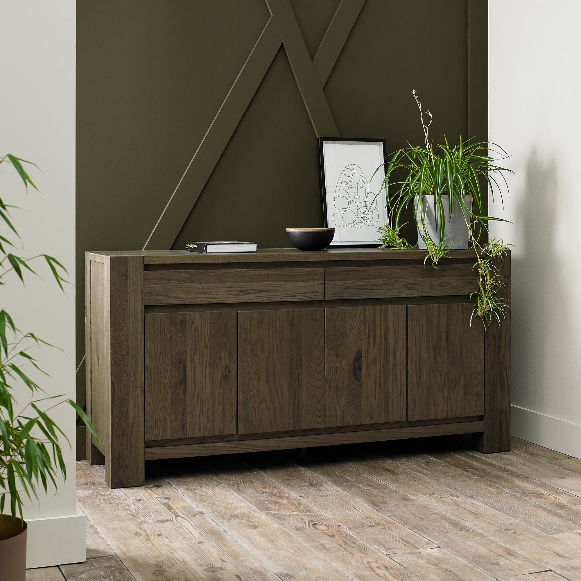 Landon Fumed Oak Wide Sideboard