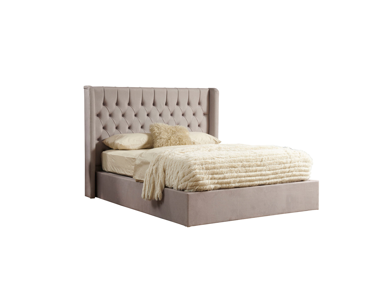 Angled view of the Faro Ottoman Bed Frame against a white background