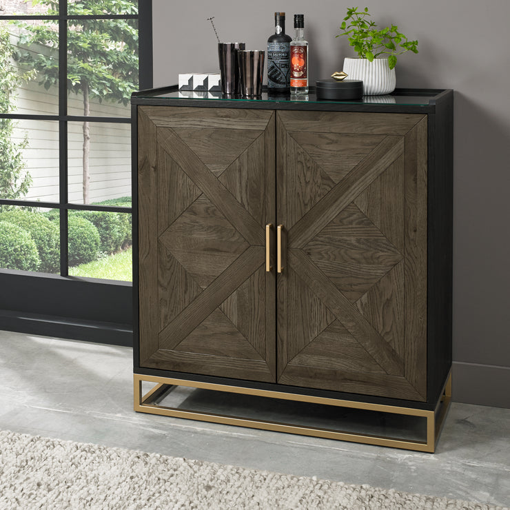 Lindos Fumed Oak Drinks Cabinet