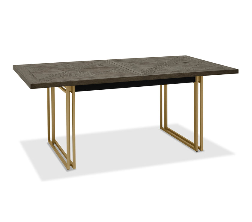 Angled view of the Lindos Fumed Oak Extendable Dining Table