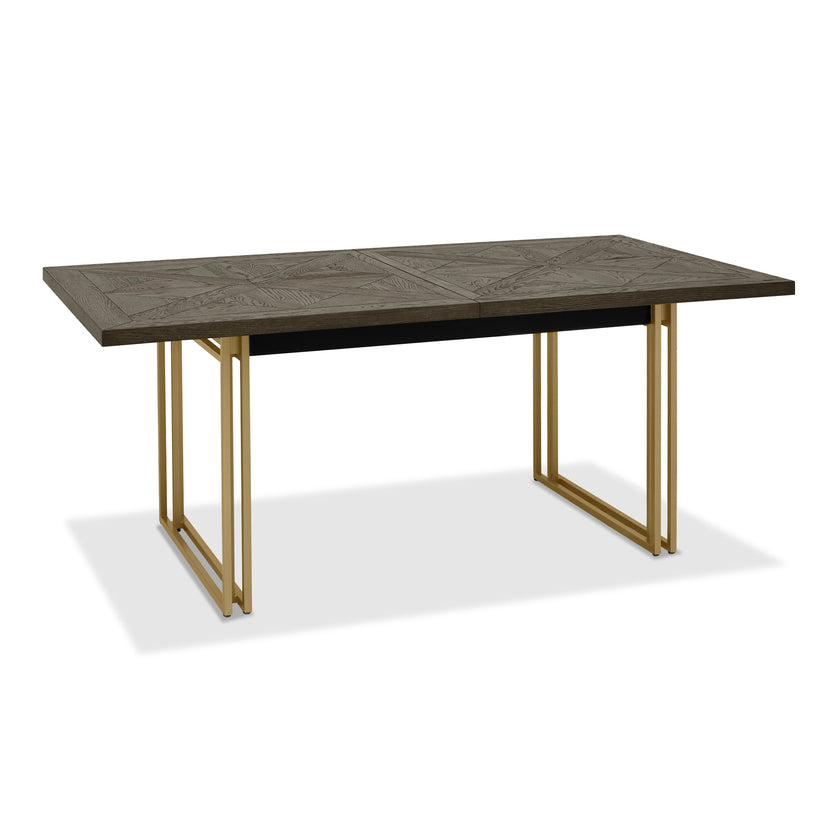 Angled view of the Lindos Fumed Oak Extendable Dining Table