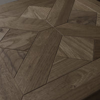 Close up view of the Lindos Fumed Oak Extendable Dining Table