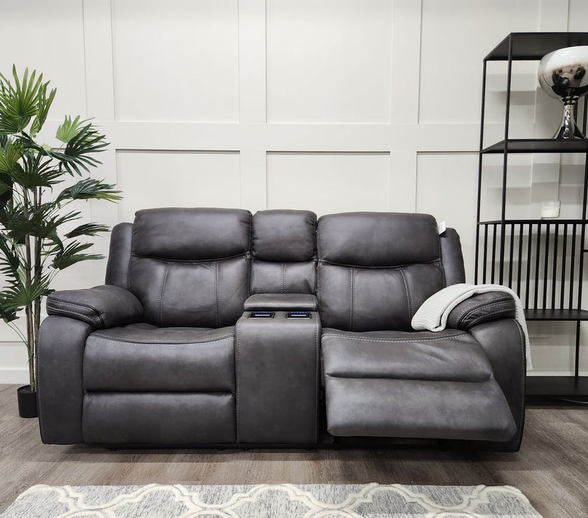 Front view of the Lotus 2 Seater Recliner Sofa in its reclined position.
