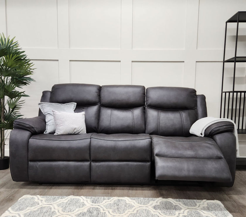  Front view of the Lotus 3 Seater Recliner Sofa in a reclined position