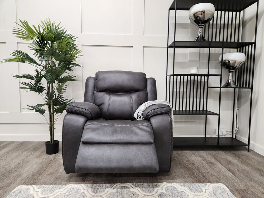 Front view of the Lotus Recliner Armchair in its reclined position