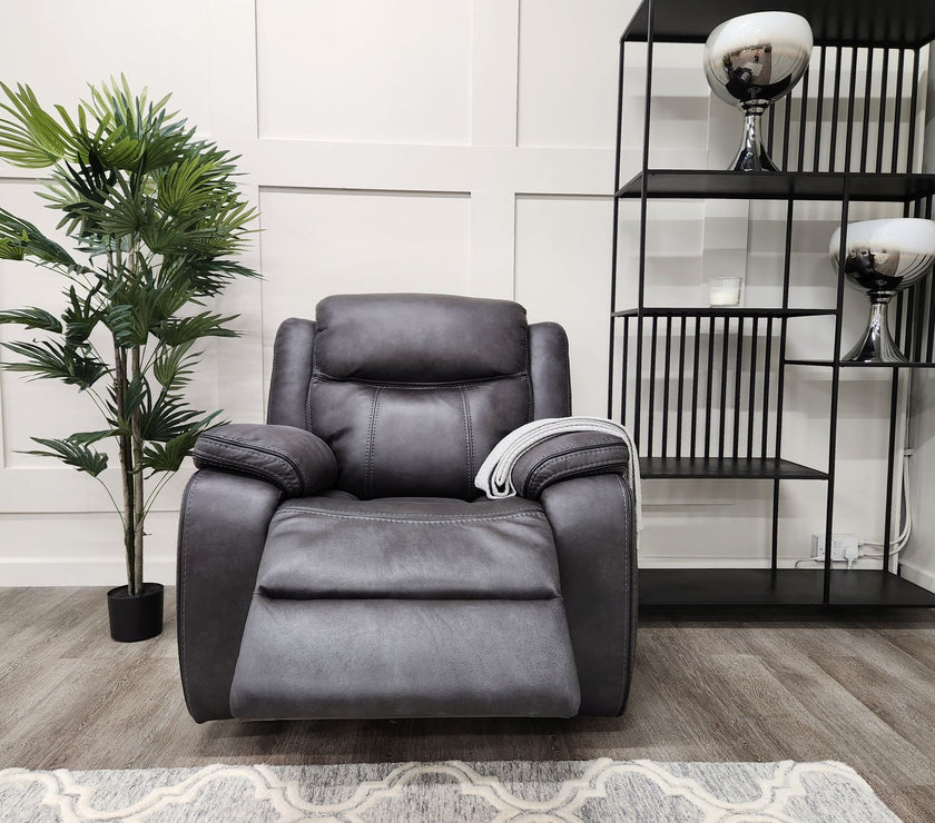 Front view of the Lotus Recliner Armchair in its reclined position