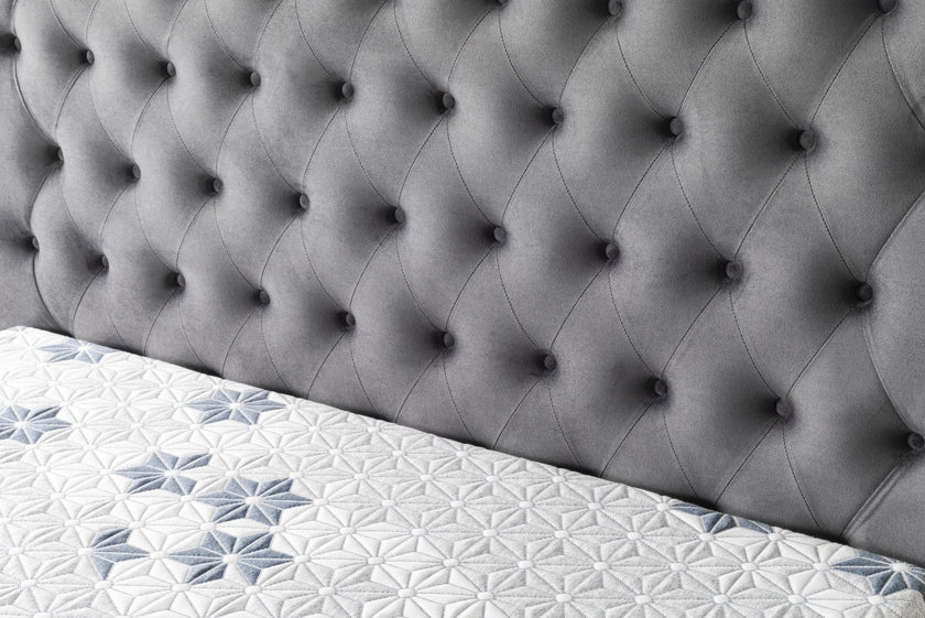 Up close view of the headboard of the St Tropez Double Size Ottoman Bed Frame