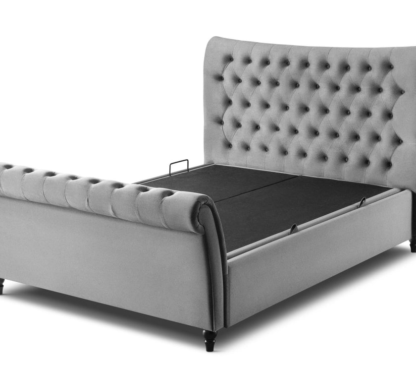 Angled view of the St Tropez Double Size Ottoman Bed Frame