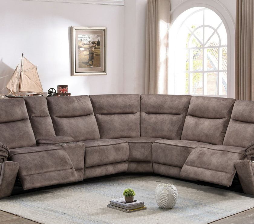 
Front view of the Osaka corner recliner sofa, showcasing its plush cushions and sleek, modern lines in an actual room
