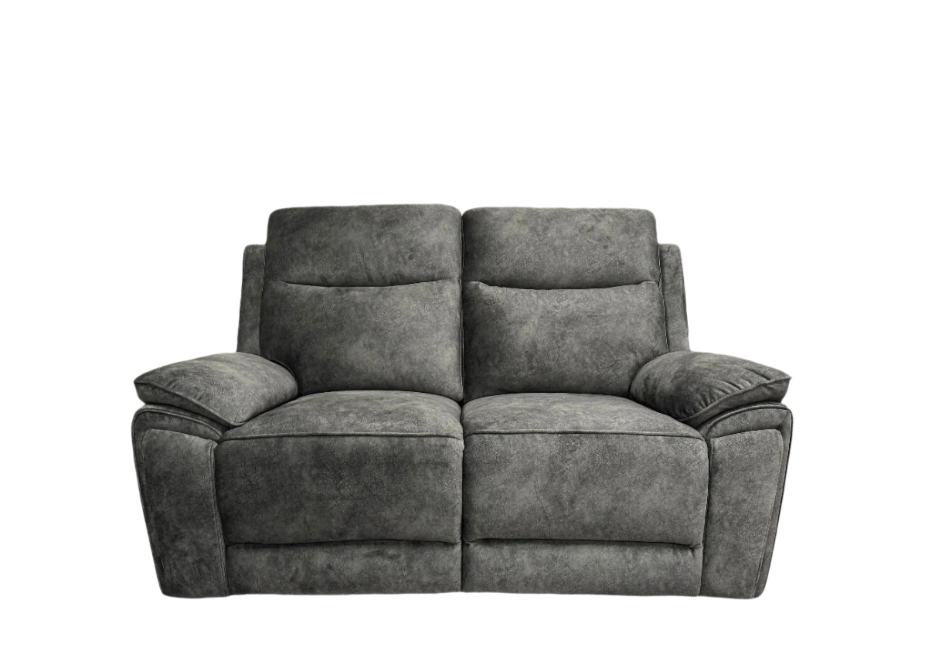 Front view of the grey Osaka 2 Seater Power Recliner Sofa against a white background