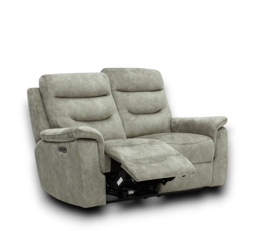 Rome 2 Seater Recliner Sofa with USB - Marble Charcoal Grey