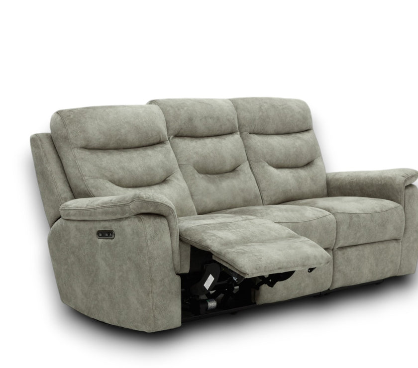 Rome 3 Seater Recliner Sofa with USB - Marble Charcoal Grey