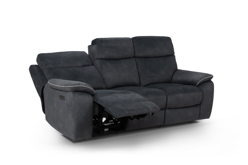 Angled view of the Naples 3 Seater Recliner Sofa in its reclined position against a white background