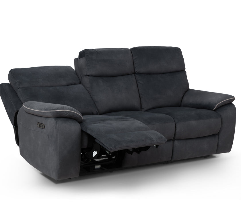 Angled view of the Naples 3 Seater Recliner Sofa in its reclined position against a white background