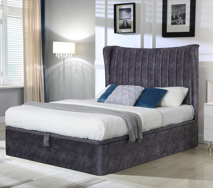 Angled view of the Park Lane End Opening Ottoman Bed Frame