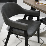 Candice Fabric Dining Chairs with Arms - Dark Grey
