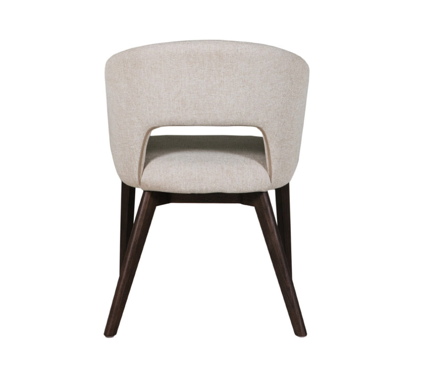 Back image of the Everest Fabric Dining Chairs with plush padding and sturdy legs.