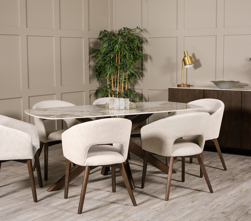 Image of the Everest Dining Table being styled with NCF's Dining Furniture.