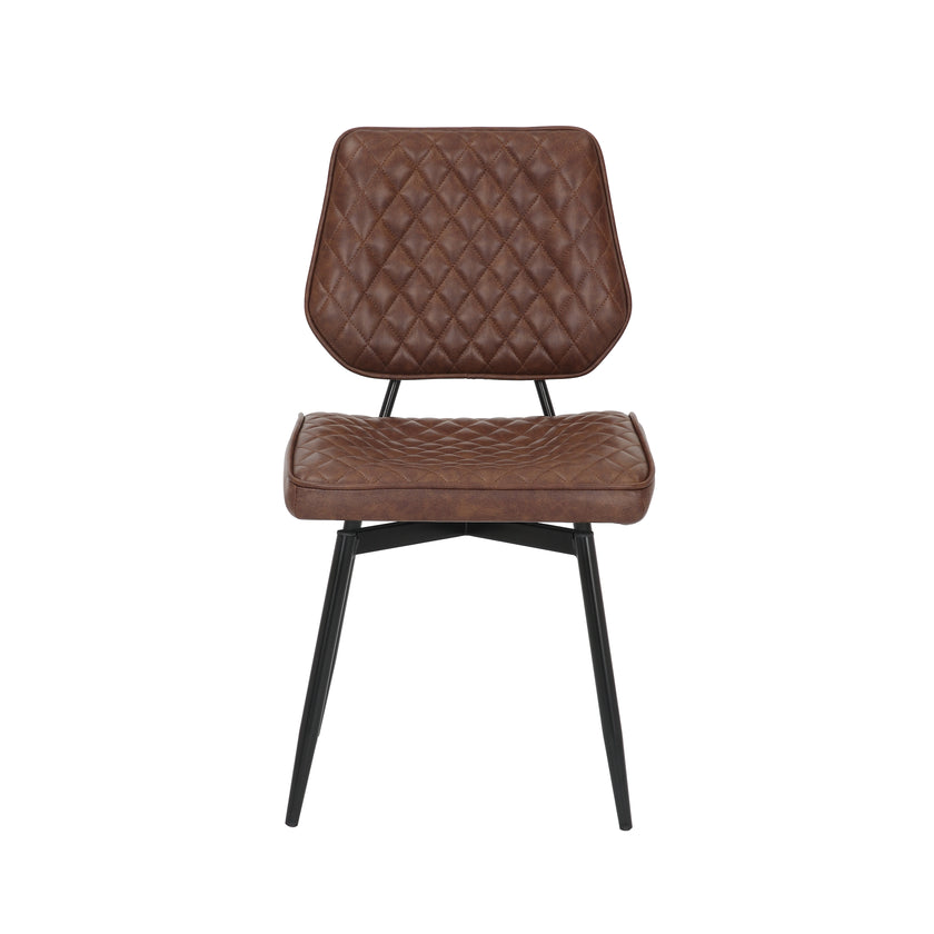 front view of our faux leather swivel dining chairs