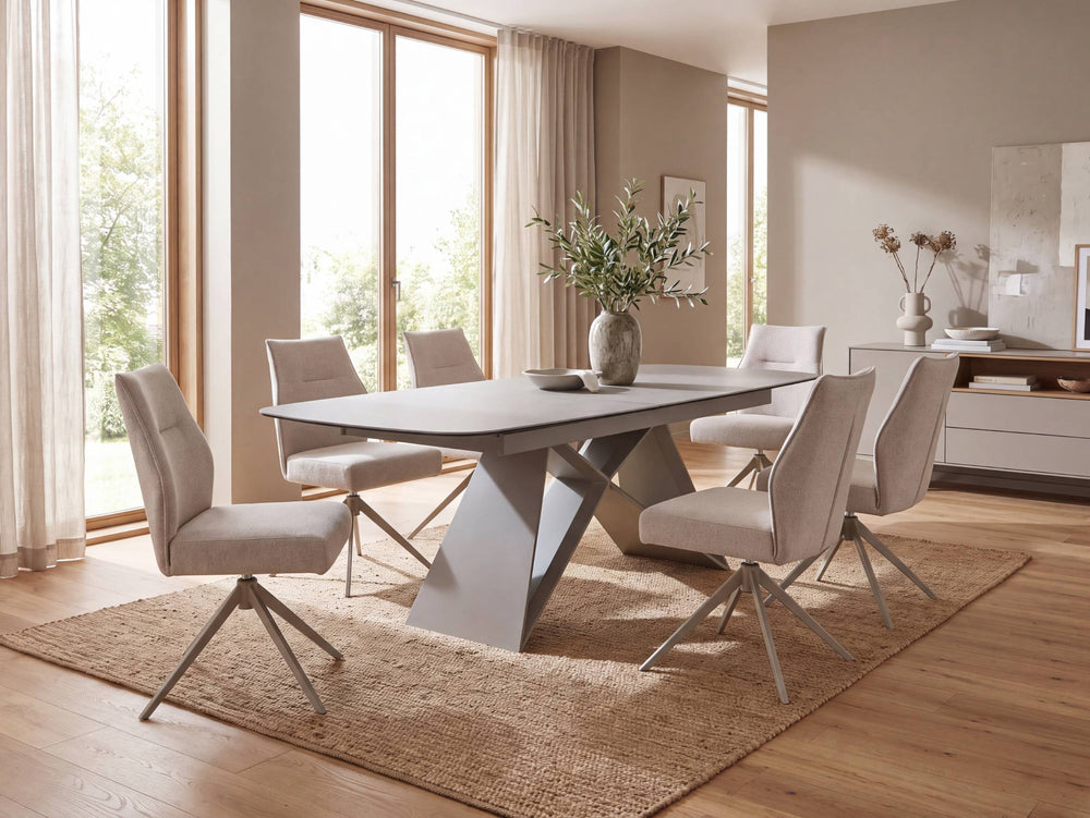 Aspen Extending Dining Table with 6 Swivel Dining Chairs