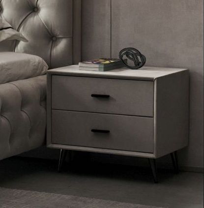 Full image of royal bedside 2 draw unit in Beige Nubuk