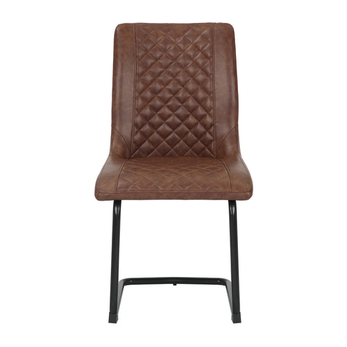 Front image of the Boston Cantilever brown Dining Chairs: Stylish faux leather, cantilever legs