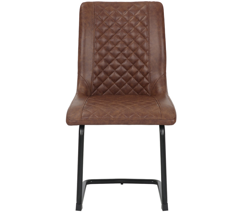 Front image of the Boston Cantilever brown Dining Chairs: Stylish faux leather, cantilever legs